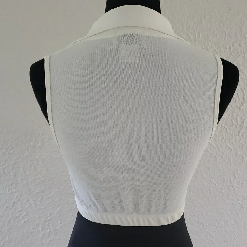 Versace White Sleeveless Crop Tank with Sailor Collar - Picture 3 of 4